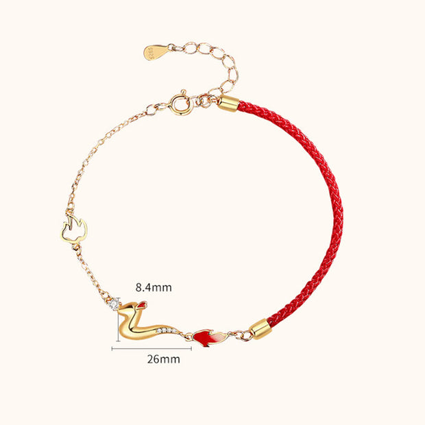 Buddha Stones 925 Sterling Silver Luck Year of the Dragon Red String Chain Bracelet Bracelet BS 33