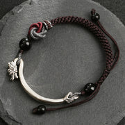 Buddha Stones 925 Sterling Silver Auspicious Dragon Success Handcrafted Braided Bracelet Bracelet BS 2