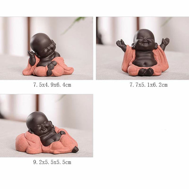 Buddha Stones Always Smiling Laughing Buddha Wealth Luck Purple Clay Maitreya Statue Decoration Decorations BS 19