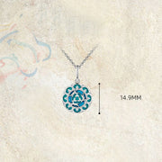 Buddha Stones 925 Sterling Silver Round Turquoise Three Rabbits Balance Necklace Pendant
