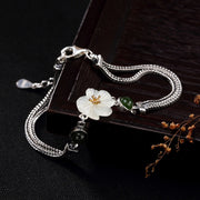 Buddha Stones White Jade Plum Flower Happiness Bracelet Bracelet BS 1