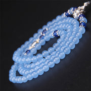 Buddha Stones 108 Beads Blue Crystal Healing Bracelet Mala Mala Bracelet BS 7