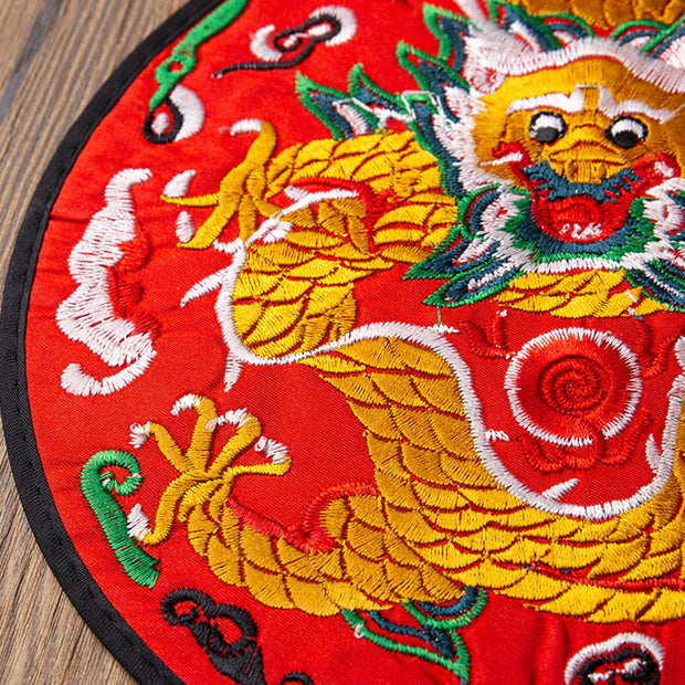 Buddha Stones Dragon Embroidery Cup Mat Pad Tea Cup Coaster Kung Fu Tea Mat Tea Mat BS 17