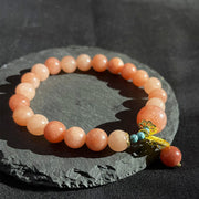 Buddha Stones Natural Orange Stone Turquoise Fu Character Charm Luck Fortune Bracelet Bracelet BS 10