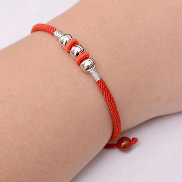 Buddha Stones 925 Sterling Silver Lucky Bead Protection Red String Bracelet Bracelet BS 4