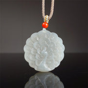 Buddha Stones White Jade Peacock Protection Blessing Necklace Pendant Necklaces & Pendants BS White Jade ( Protection ♥ Happiness)