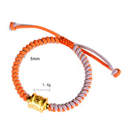 Buddha Stones 999 Sterling Silver Om Mani Padme Hum Protection Luck String Bracelet Bracelet BS 7