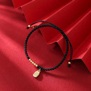 Buddha Stones Handmade Fu Character Charm Luck Fortune Rope Bracelet Bracelet BS Black(Wrist Circumference 14-18cm)