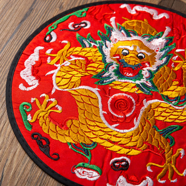 Buddha Stones Dragon Embroidery Cup Mat Pad Tea Cup Coaster Kung Fu Tea Mat Tea Mat BS 16