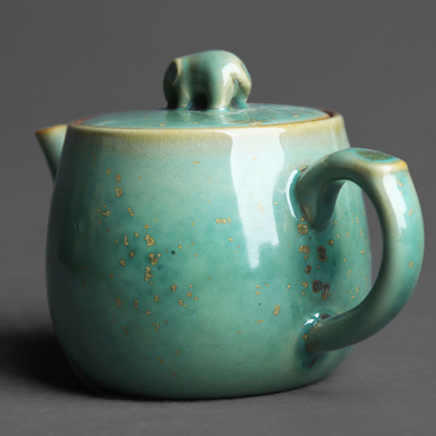 Buddha Stones Green Elephant Simple Design Ceramic Teapot – buddhastoneshop