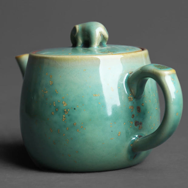 Buddha Stones Green Elephant Simple Design Ceramic Teapot
