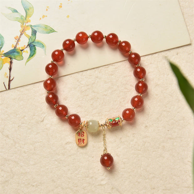 Buddha Stones Natural Red Agate Jade Confidence Fortune Blessing Charm Bracelet Bracelet BS 14
