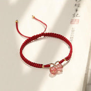 Buddha Stones Natural Strawberry Quartz Amethyst Green Phantom Bead Positive Bracelet Bracelet BS 15