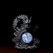 Buddha Stones LED Light Dragon Strength Ceramic Incense Burner Decoration