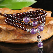 Buddha Stones Natural Garnet Amethyst Protection Bracelet Bracelet Necklaces & Pendants BS 1