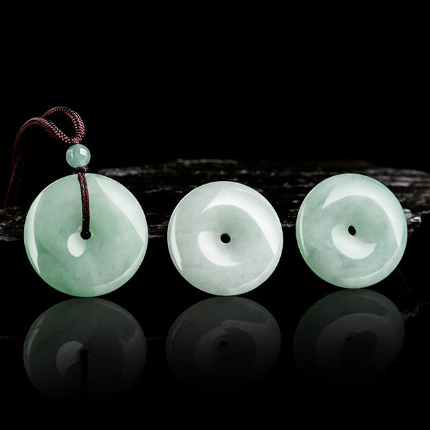 Buddha Stones Natural Jade Peace Buckle Luck Abundance Necklace Pendant Necklaces & Pendants BS 4