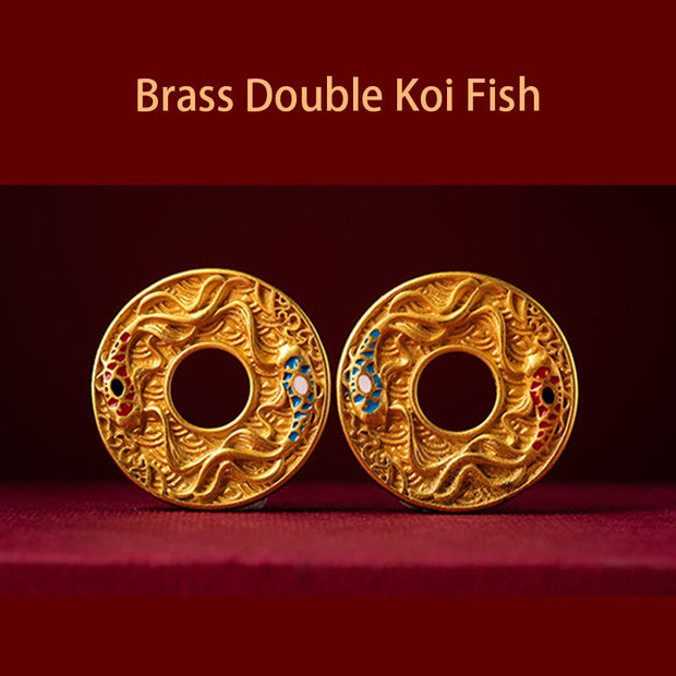 Buddha Stones Double Koi Fish Peace Buckle Wealth Luck Key Chain Key Chain BS 5