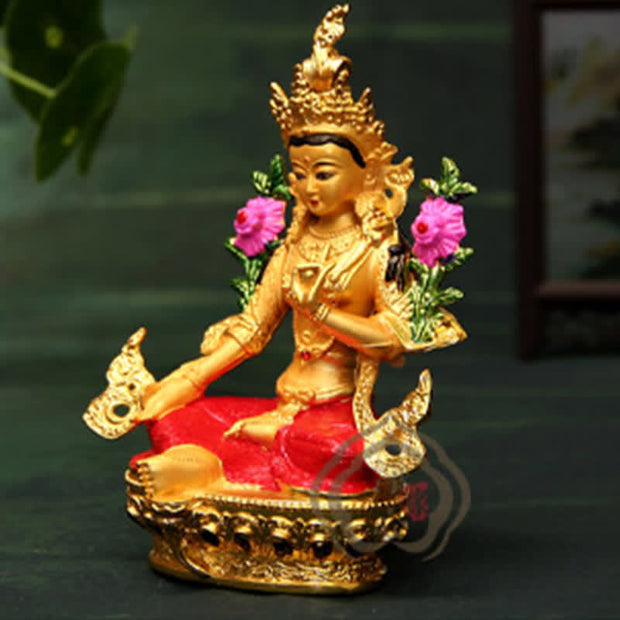 Buddha Stones Bodhisattva Green Tara Figurine Hope Statue Home Offering Decoration