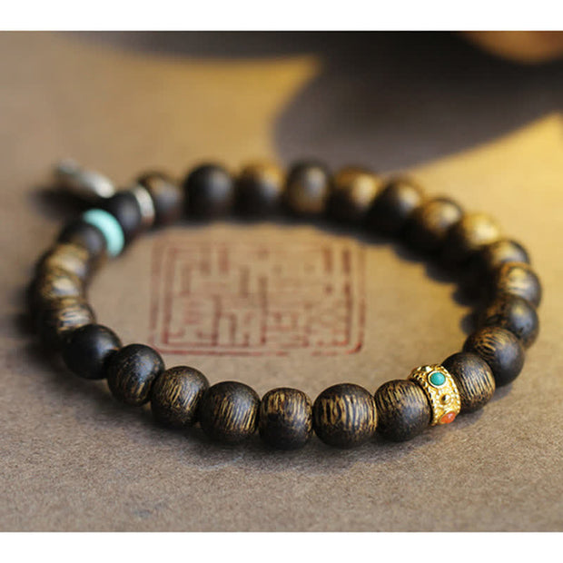 Buddha Stones Vietnam Qinan Agarwood Turquoise Balance Strength Bracelet Bracelet BS 14