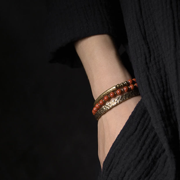 Buddha Stones Simple Design Copper Wealth Cuff Bracelet Bracelet Bangle BS 3