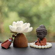 Buddha Stones Black Peach Wood Buddha Flower Calm Cure Decorations Decorations BS 3