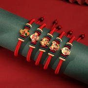 Buddha Stones Handmade 925 Sterling Silver Year of the Dragon Cute Chinese Zodiac Luck Braided Red Bracelet Bracelet BS 21