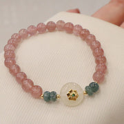 Buddha Stones Natural Strawberry Quartz Chalcedony Jade Healing Bracelet Bracelet BS 2