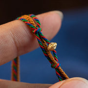 Buddha Stones Tibetan Handmade Om Mani Padme Hum Prayer Wheel Protection Strength String Bracelet Bracelet BS 7