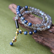 Buddha Stones Moonstone Lazurite Calm Healing Positive Bracelet Bracelet BS 3 Circles
