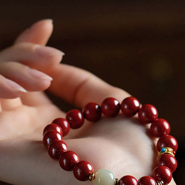 Buddha Stones Cinnabar Jade Healing Protection Charm Bracelet Bracelet BS 5