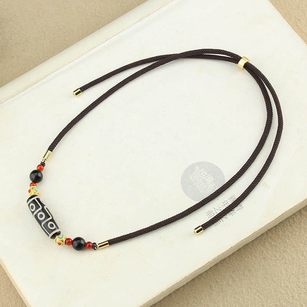 Buddha Stones Tibetan Nine-Eye Dzi Bead Protection Blessings String Necklace Pendant Necklaces & Pendants BS 8