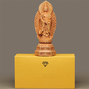 Buddha Stones Handcrafted Mahasthamaprapta Bodhisattva Thuja Sutchuenensis Wood Optimistic Decoration Decorations BS 4