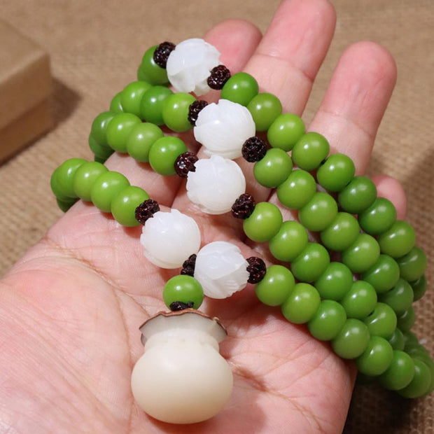 Buddha Stones Natural Bodhi Seed 108 Beads Mala Wisdom Bracelet Mala Bracelet BS 3