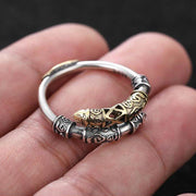 Buddha Stones Round Golden Cudgel Auspicious Cloud Luck Copper Ring Ring BS 4