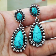 Buddha Stones Bohemian Oval Waterdrop Turquoise Love Drop Dangle Earrings