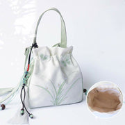 Buddha Stones Handmade Embroidered Flowers Canvas Tote Shoulder Bag Handbag Bag BS 1