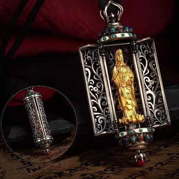 Buddha Stones Tibetan Avalokitesvara Silver Wealth Protection Decoration Decorations BS 5