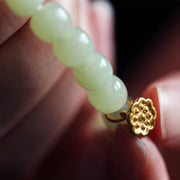 Buddha Stones Jade Lotus Abundance Adjustable Bracelet Bracelet BS 12