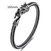 Buddha Stones Dragon Titanium Steel Protection Luck Bracelet Bracelet BS White&Black 165mm