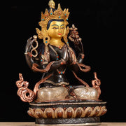 Buddha Stones Bodhisattva Chenrezig Four-armed Avalokitesvara Protection Copper Statue Decoration Decorations BS 1