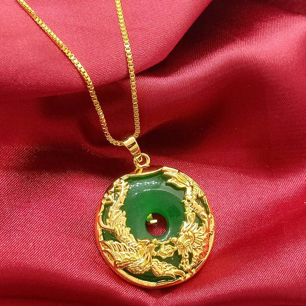 Buddhastoneshop Natural Jade Prosperity Necklace