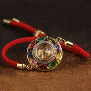 Buddha Stones Colorful Zircon Copper Wealth Luck Rotation Bracelet Necklace Pendant Bracelet Necklaces & Pendants BS Copper Bracelet(Bracelet Size 22cm)