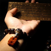 Buddha Stones Tibetan Yak Bone Dzi Bead Turquoise Keep Away Evil Spirits Bracelet Bracelet BS 13