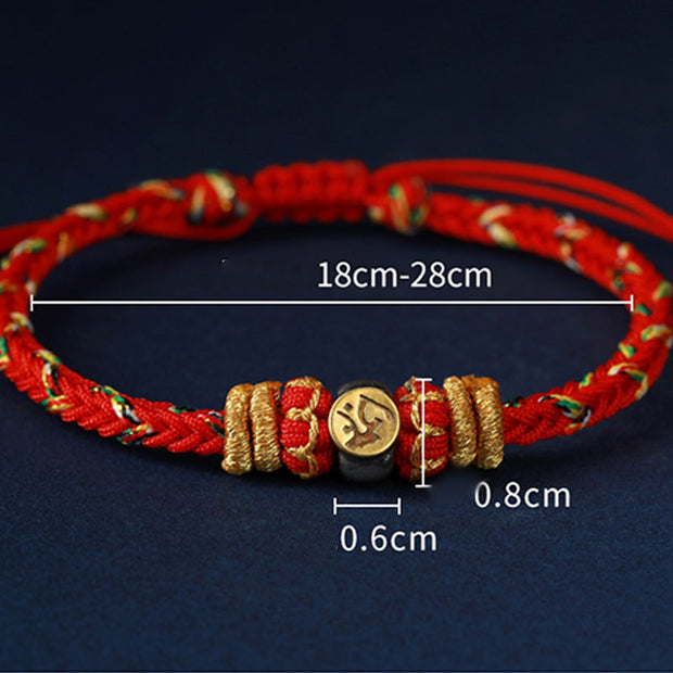 Buddha Stones Chinese Zodiac Natal Buddha Silver Luck Braided String Bracelet Bracelet BS 15