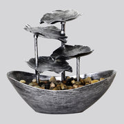 Buddha Stones Lotus Leaf Shaped Waterfall Fountain Tabletop Ornaments With LED Light Home Office Desktop Decoration Decorations BS 2