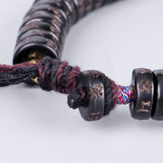 Buddha Stones Tibetan Coconut Shell Beads Engraved Om Mani Padme Hum Mantra Positive String Bracelet Bracelet BS 3