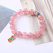 Buddha Stones Strawberry Quartz Positive Ruyi Charm Bracelet