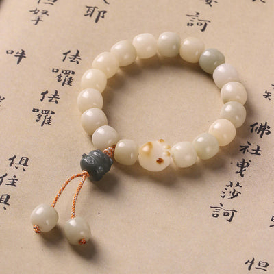 Buddha Stones Lucky Cat Bodhi Seed Cat Paw Peace Bracelet