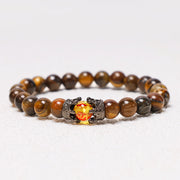 Buddha Stones Natural Stone King&Queen Crown Healing Energy Beads Couple Bracelet Bracelet BS Yellow Tiger Eye