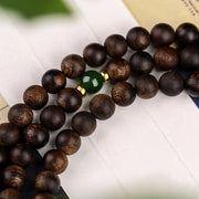 Buddha Stones 108 Mala Beads Indonesia Tarakan Rare Agarwood Cyan Jade Ward Off Evil Spirits Bracelet Bracelet Mala BS 19